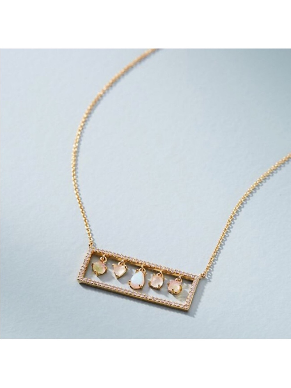 Anthropologie Dazzling Frame Opal Necklace